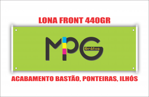 FAIXA LONA BRILHO 440GR  4x0 (colorida)  BASTÃO, PONTEIRAS E 4 ILHOS NAS PONTAS 