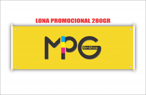 FAIXA PROMOCIONAL LONA 280GR  SO FRENTE 4X0  Madeira quadrada e 02 ilhós nas pontas 