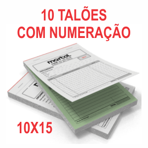 10 Talões - 2 vIAS  NUMERADO Papel Off-set 53g 10x15 cm 1x0 cor  10 Unidades  - Refile e Grampo 